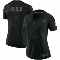 Women Cleveland Browns 6 Baker Mayfield Black 2020 Black Salute To Service Jersey