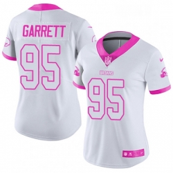 Womens Nike Cleveland Browns 95 Myles Garrett Limited WhitePink Rush Fashion NFL Jersey