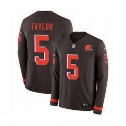 Youth Nike Cleveland Browns 5 Tyrod Taylor Limited Brown Therma Long Sleeve NFL Jersey