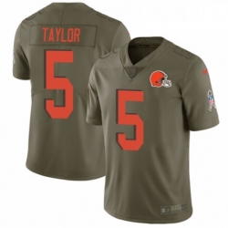 Youth Nike Cleveland Browns 5 Tyrod Taylor Limited Olive 2017 Salute to Service NFL Jersey