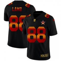 Dallas Cowboys 88 CeeDee Lamb Men Black Nike Red Orange Stripe Vapor Limited NFL Jersey