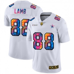 Dallas Cowboys 88 CeeDee Lamb Men White Nike Multi Color 2020 NFL Crucial Catch Limited NFL Jersey