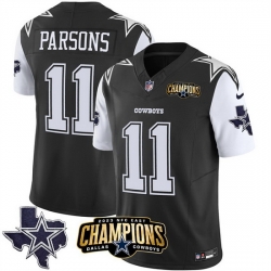 Men Dallas Cowboys 11 Micah Parsons Black White 2023 F U S E  NFC East Champions Patch Stitched Football Jersey