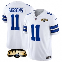 Men Dallas Cowboys 11 Micah Parsons White 2023 F U S E  NFC East Champions Patch Stitched Football Jersey