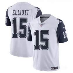 Men Dallas Cowboys 15 Ezekiel Elliott White Color Rush Limited Stitched Football Jersey