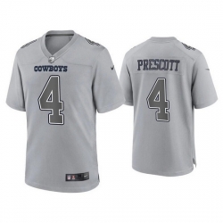 Men Dallas Cowboys 4 Dak Prescott Grey Atmosphere Fashion Stitched Game Jersey