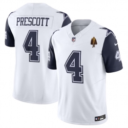 Men Dallas Cowboys 4 Dak Prescott Navy 2023 F U S E  With Walter Payton Patch Alternate Vapor Limited Stitched Football Jersey