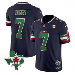 Men Dallas Cowboys 7 Trevon Diggs 2024 Mexico Navy F U S E  Stitched Football Jersey