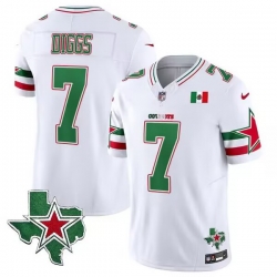 Men Dallas Cowboys 7 Trevon Diggs 2024 Mexico White F U S E  Stitched Football Jersey