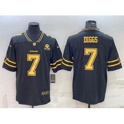 Men Dallas Cowboys 7 Trevon Diggs Black Gold Edition With 1960 Patch Limited Stitched Football Jersey