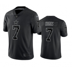 Men Dallas Cowboys 7 Trevon Diggs Black Reflective Limited Stitched Football Jersey