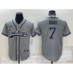 Men Dallas Cowboys 7 Trevon Diggs Grey Cool Base Stitched Baseball Jersey