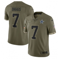 Men Dallas Cowboys 7 Trevon Diggs Olive 2022 Salute To Service Limited Stitched Jersey