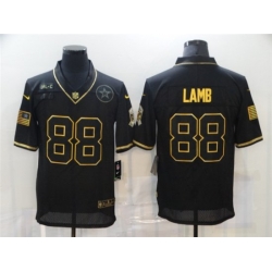 Men Dallas Cowboys #88 CeeDee Lamb 2020 Black Gold Salute To Service Jersey