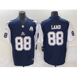 Men Dallas Cowboys 88 CeeDee Lamb Navy 2023 F U S E  With 1960 Patch Vapor Limited Stitched Football Jersey