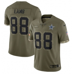 Men Dallas Cowboys 88 CeeDee Lamb Olive 2022 Salute To Service Limited Stitched Jersey