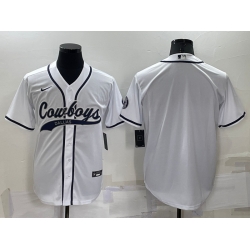 Men Dallas Cowboys Blank White Cool Base Stitched Baseball Jersey