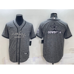 Men Dallas Cowboys Grey Team Big Logo With Patch Cool Base Stitched Baseball Jersey