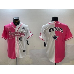 Men Dallas Cowboys big logo Red White With Patch Cool Base Stitched Baseball Jersey 13