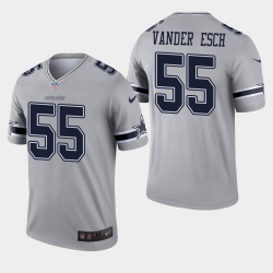 Mens Dallas Cowboys 55 Leighton Vander Esch Inverted Legend Gray Jersey