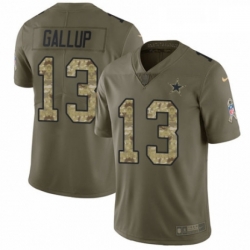 Mens Nike Dallas Cowboys 13 Michael Gallup Limited OliveCamo 2017 Salute to Service NFL Jersey