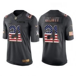 Mens Nike Dallas Cowboys 21 Ezekiel Elliott Limited Black USA Flag Salute To Service NFL Jersey