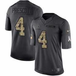 Mens Nike Dallas Cowboys 4 Dak Prescott Limited Black 2016 Salute to Service NFL Jersey