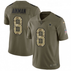 Mens Nike Dallas Cowboys 8 Troy Aikman Limited OliveCamo 2017 Salute to Service NFL Jersey