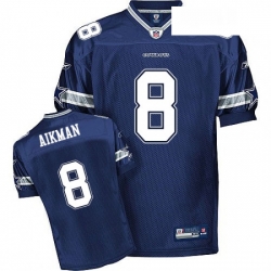 Mens Reebok Dallas Cowboys 8 Troy Aikman Authentic Navy Blue Team Color Throwback NFL Jersey