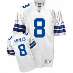 Mens Reebok Dallas Cowboys 8 Troy Aikman Authentic White Throwback NFL Jersey