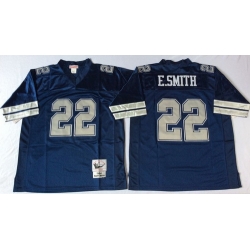 Mitchell Ness cowboys #22 Emmitt Smith blue Throwback Stitched NFL Jerseys