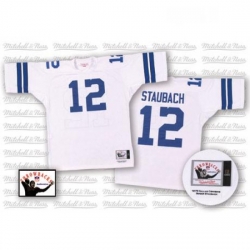 Mitchell and Ness Dallas Cowboys 12 Roger Staubach Authentic White Throwback NFL Jersey