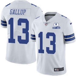 Nike Cowboys 13 Michael Gallup White Men Stitched With Established In 1960 Patch NFL Vapor Untouchable Limited Jersey