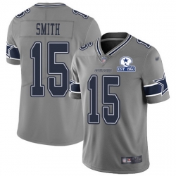 Nike Cowboys 15 Devin Smith Gray Men Stitched With Established In 1960 Patch NFL Limited Inverted Legend Jersey