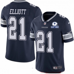 Nike Cowboys 21 Ezekiel Elliott Navy Blue Team Color Men Stitched With Established In 1960 Patch NFL Vapor Untouchable Limited Jersey