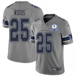 Nike Cowboys 25 Xavier Woods Gray Men Stitched With Established In 1960 Patch NFL Limited Inverted Legend Jersey