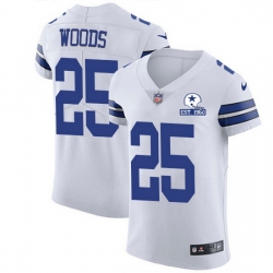 Nike Cowboys 25 Xavier Woods White Men Stitched With Established In 1960 Patch NFL New Elite Jersey