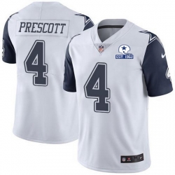 Nike Cowboys 4 Dak Prescott White Men Stitched With Established In 1960 Patch NFL Limited Rush Jersey