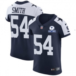 Nike Cowboys 54 Jaylon Smith Navy Blue Thanksgiving Men Stitched With Established In 1960 Patch NFL Vapor Untouchable Throwback Elite Jersey