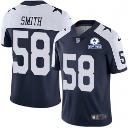 Nike Cowboys 58 Aldon Smith Navy Blue Thanksgiving Men Stitched With Established In 1960 Patch NFL Vapor Untouchable Limited Throwback Jersey