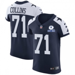 Nike Cowboys 71 La 27el Collins Navy Blue Thanksgiving Men Stitched With Established In 1960 Patch NFL Vapor Untouchable Throwback Elite Jersey