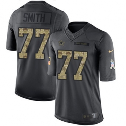 Nike Cowboys #77 Tyron Smith Black Mens Stitched NFL Limited 2016 Salute To Service Jersey