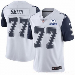 Nike Cowboys 77 Tyron Smith White Men Stitched With Established In 1960 Patch NFL Limited Rush Jersey