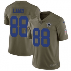 Nike Cowboys 88 CeeDee Lamb Olive Men Stitched NFL Limited 2017 Salute To Service Jersey