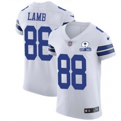 Nike Cowboys 88 CeeDee Lamb White Men Stitched With Established In 1960 Patch NFL New Elite Jersey