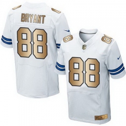 Nike Cowboys #88 Dez Bryant White Mens Stitched NFL Elite Gold Jersey