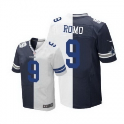 Nike Cowboys #9 Tony Romo Navy Blue White Mens Stitched NFL Elite Split Jersey