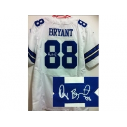 Nike Dallas Cowboys 88 Dez Bryant White Elite Signed NFL Jersey