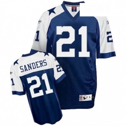 Reebok Dallas Cowboys 21 Deion Sanders Navy Blue Thanksgiving Replica Throwback NFL Jersey