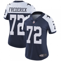 Nike Cowboys #72 Travis Frederick Navy Blue Thanksgiving Womens Stitched NFL Vapor Untouchable Limited Throwback Jersey